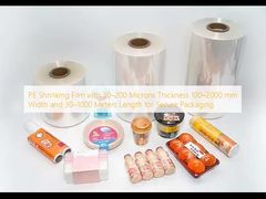 PE-krimpfolie met een dikte van 30–200 micron, een breedte van 100–2000 mm en een lengte van 30–1000 meter voor veilige verpakking